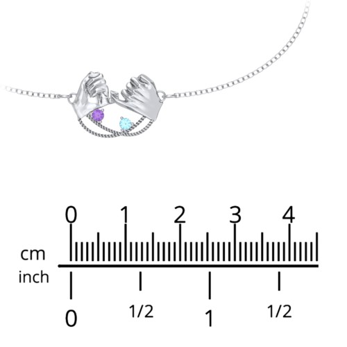 Pinky Swear Promise Bracelet – Sterling Silver with Aquamarine and Pink Tourmaline