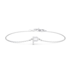 Pavé Initial Bracelet - P – Sterling Silver with White Premium Zirconia