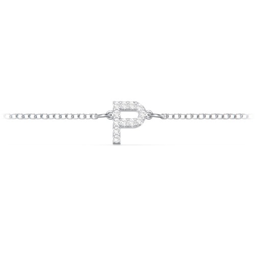 Pavé Initial Bracelet - P – Sterling Silver with White Premium Zirconia