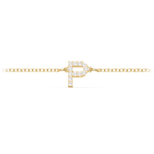 Pavé Initial Bracelet - P – 10K Yellow Gold with White Premium Zirconia