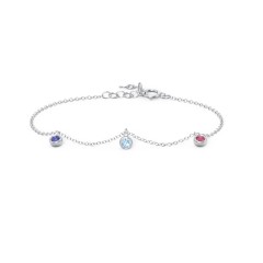 Bezel Set Gemstone Drop Bracelet - 3 Stone