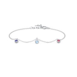 Bezel Set Gemstone Drop Bracelet - 3 Stone