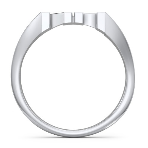 Men's Double Initial Signet Ring – 10K White Gold