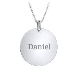 Men's Engravable Disc Necklace in 10K Solid White Gold