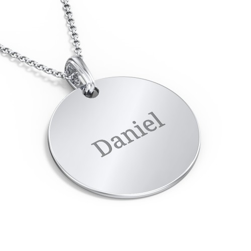 Men's Engravable Disc Necklace – 10K White Gold