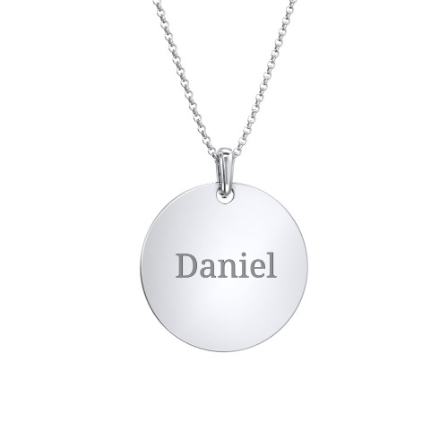 Men's Engravable Disc Necklace – 10K White Gold