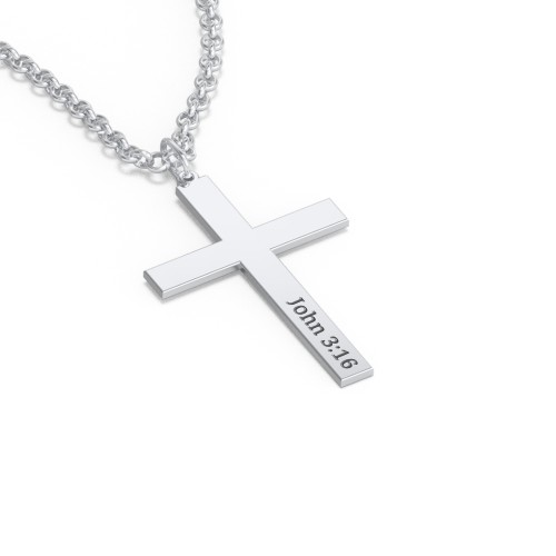 Men's Classic Engravable Cross Necklace – Sterling Silver