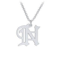Men's Gothic Initial Pendant Necklace - N in 10K Solid White Gold