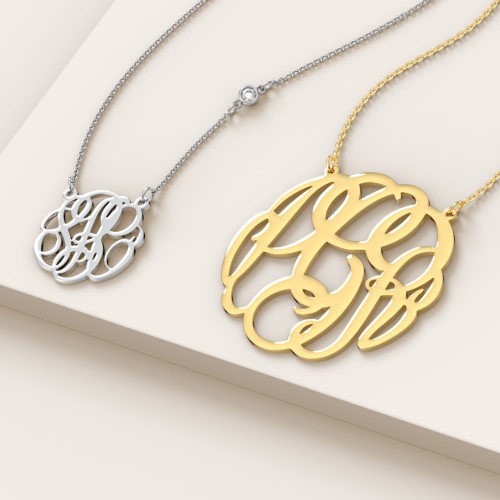 Monogram Name Pendant – 18K Gold Plated Silver