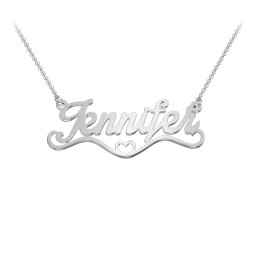 Stylized Name Necklace in 10K Solid White Gold