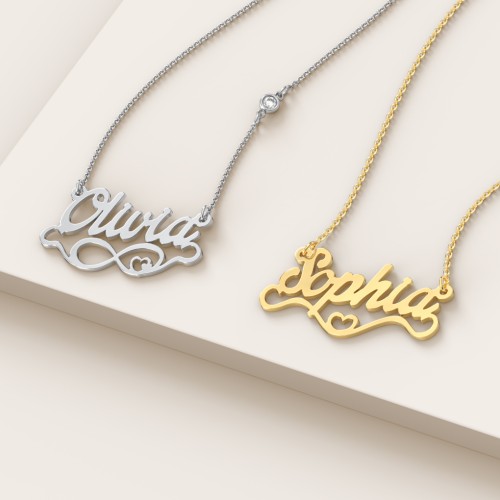 Stylized Name Necklace – 10K White Gold
