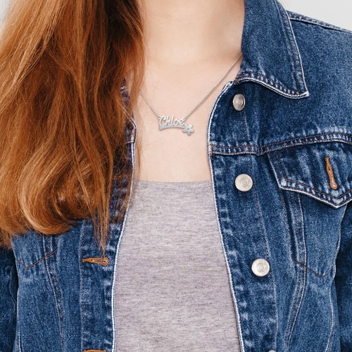 Stylized Name Necklace – 10K White Gold