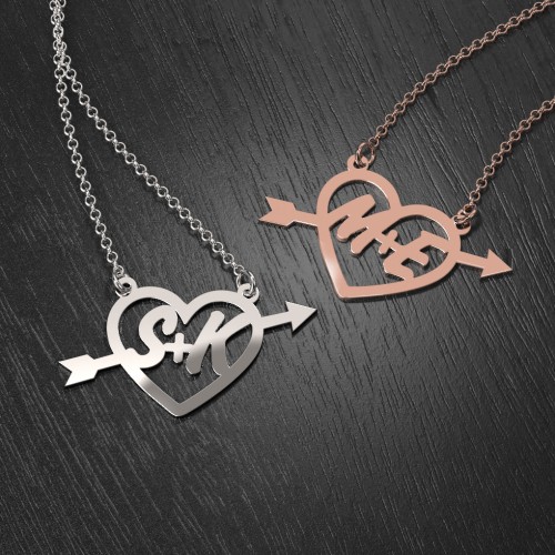 First Love Initial Heart Necklace – 10K Rose Gold