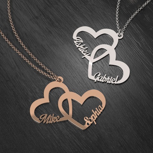 Interlocked In Love Heart Name Necklace – 10K Rose Gold