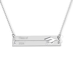 Engravable Double Bar Graduation Cap Necklace