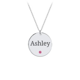Engravable Disc Pendant with Birthstone