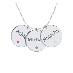 Engravable 3 Disc Pendant with Birthstone