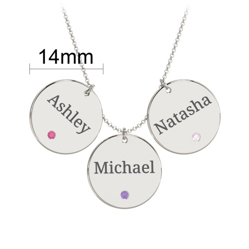Engravable 3 Disc Pendant with Birthstone