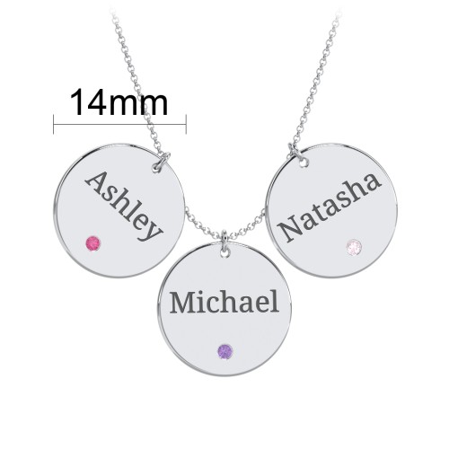 Engravable 3 Disc Pendant with Birthstone