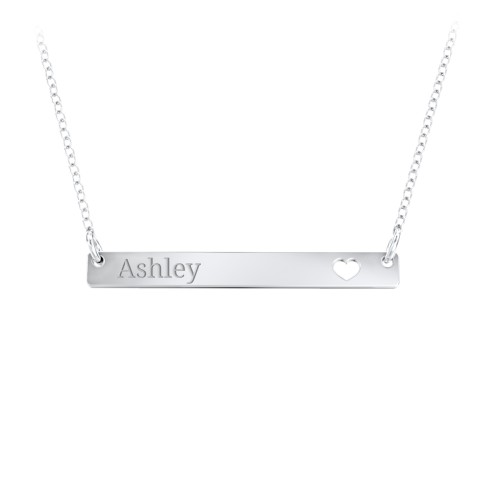 Engravable Bar Pendant with Cutout Heart – Sterling Silver