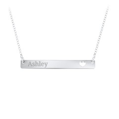 Engravable Bar Pendant with Cutout Heart – Sterling Silver