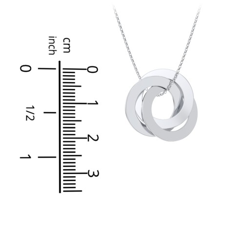 Engraved 3 Interlocking Russian Rings Necklace