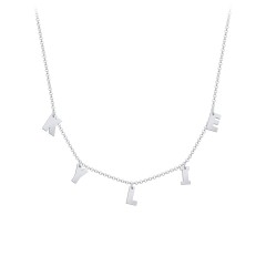 Initial Necklace with 5 Letters - Modern – 10K White Gold