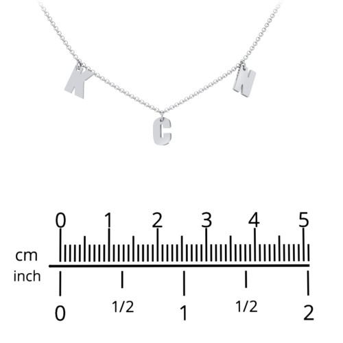 Initial Necklace with 6 Letters - Modern – 10K White Gold