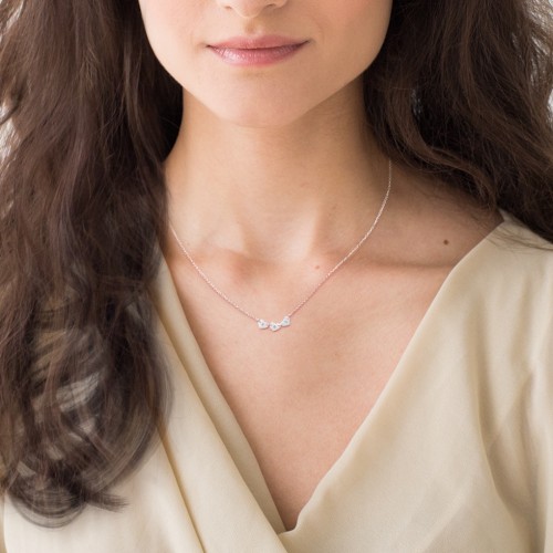 Engravable Initial 3 Heart Necklace – 18K Gold Plated Silver
