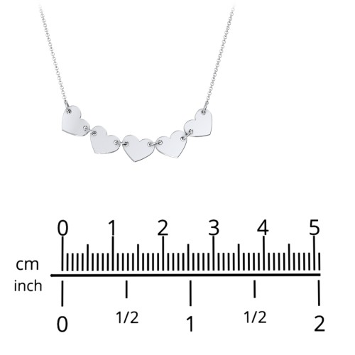 Engravable Initial 5 Heart Necklace – Sterling Silver