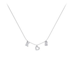 Modern Heart Initial Necklace – 10K White Gold