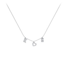 Modern Heart Initial Necklace in 10K Solid White Gold