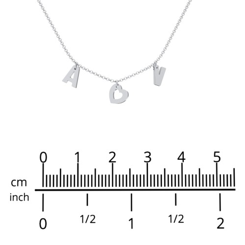 Modern Heart Initial Necklace – 10K White Gold