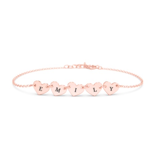 Engravable 5 Hearts Bracelet – 10K Rose Gold