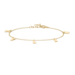 Initial Bracelet with 5 Letters - Modern in 10K Solid Yellow Gold