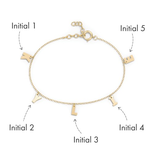 Initial Bracelet with 5 Letters - Modern – 10K Yellow Gold