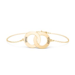 Engravable Interlocking Circles Bracelet in 10K Solid Yellow Gold