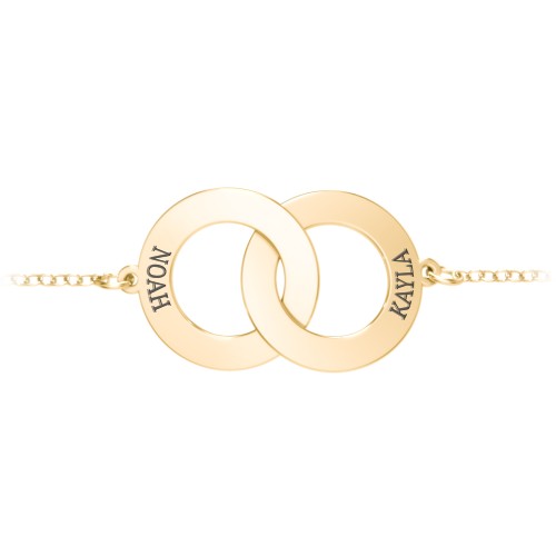 Engravable Interlocking Circles Bracelet – 10K Yellow Gold