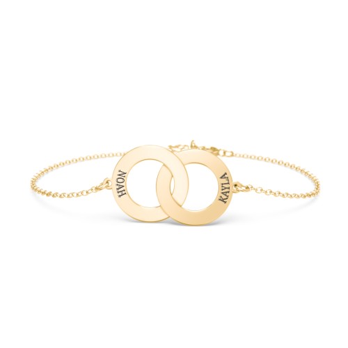 Engravable Interlocking Circles Bracelet – 10K Yellow Gold