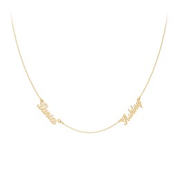 Dainty Personalized Two Name Necklace in 18K Gold Plated Silver