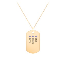 Engravable Dog Tag Necklace with 3 Birthstone