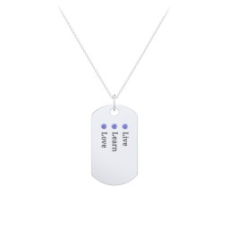 Engravable Dog Tag Necklace with 3 Birthstone