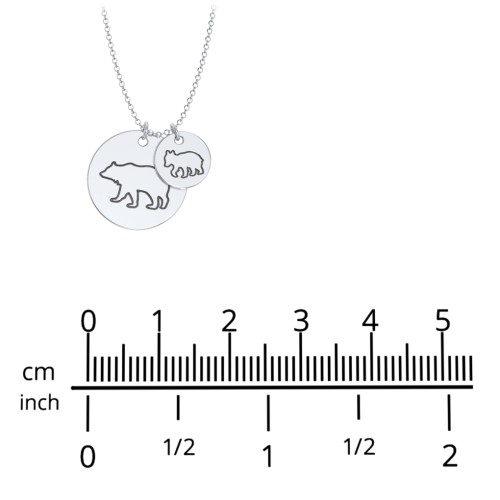 Engravable Mama Bear & Cub Disc Necklace – 10K Yellow Gold