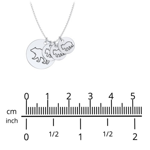 Engravable Mama Bear & 3 Cub Disc Necklace – 10K White Gold