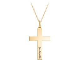 Classic Engravable Cross Necklace in 18K Gold Plated Silver
