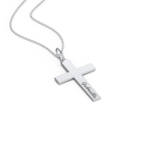 Classic Engravable Cross Necklace – Sterling Silver