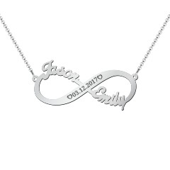 Engravable Two Name Infinity Necklace – 18K Gold Plated Silver