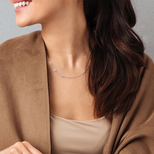 Personalized Initial Station Necklace with 2 Letters – 10K Yellow Gold