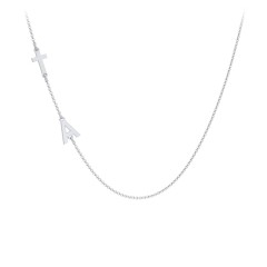Personalized Offset Cross and Initial Necklace – Sterling Silver