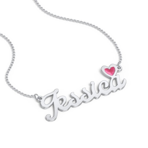 Personalized Name Necklace with Cold Enamel Heart